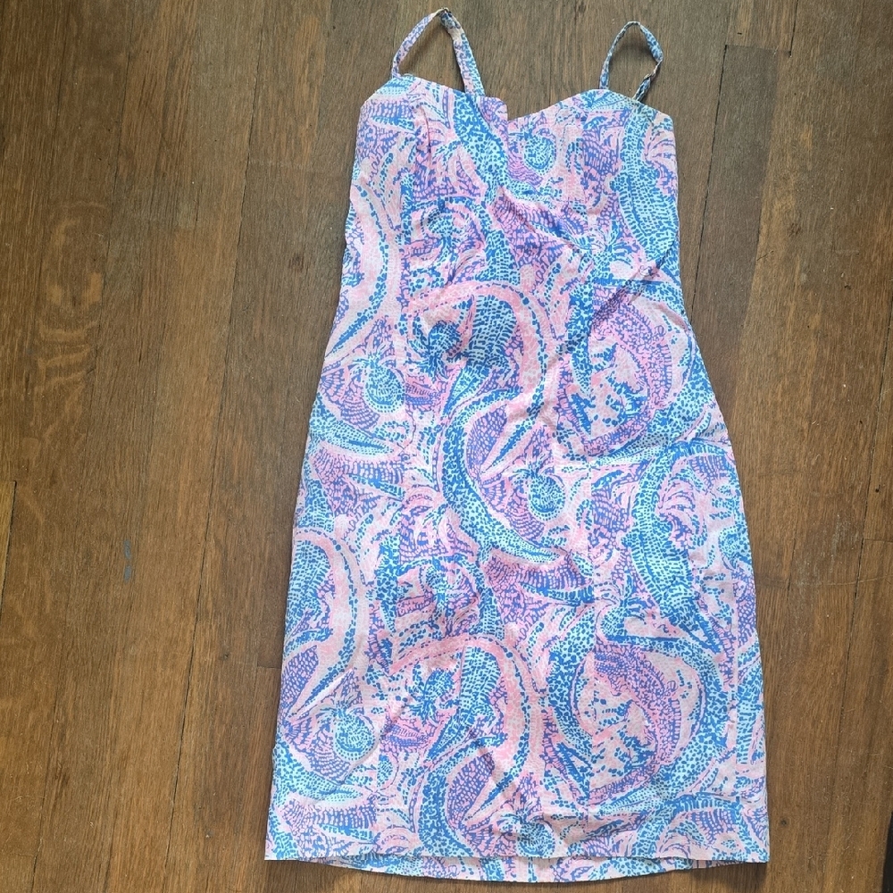 Lilly Pulitzer Pink and Blue Sheath Dress Spaghetti Strap Cocktail